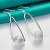 925 Sterling Silver Frosted Bead Round Ball Drop Earrings Doteffil