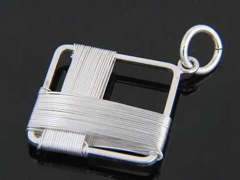 Sterling silver wound square pendant Storm