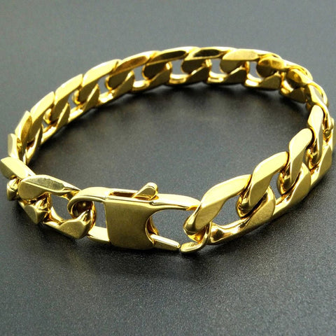 Gold Curb Cuban Bracelet - Width 11mm Meaeguet