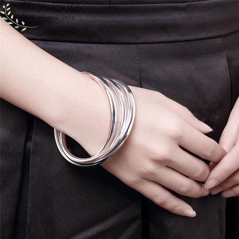 Sterling Silver Bangle - Triple Loops Charmhouse Store