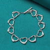 925 Sterling Silver Solid Full Heart Chain Bracelet