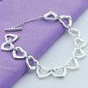925 Sterling Silver Solid Full Heart Chain Bracelet DOTEFFIL