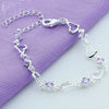 925 Sterling Silver Heart Purple Zircon Bracelet Doteffil