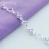 925 Sterling Silver Heart Purple Zircon Bracelet Doteffil