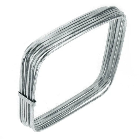.925 Sterling Silver Bangle - 7 Squares  Clasped Plain 20mm
