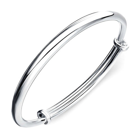 Sterling Silver Expandable Bangle Plain UQBing Official Store