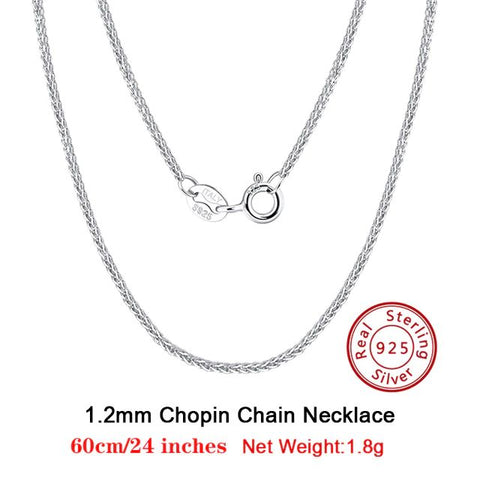 Genuine Silver 1.2mm Chopin Chain Necklace Rinntin