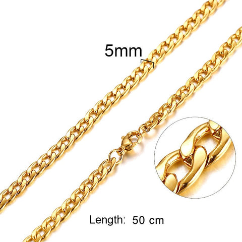 Gold Curb 5mm Chain Necklace Davieslee