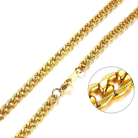 Gold Curb 6mm Chain Necklace VNOX