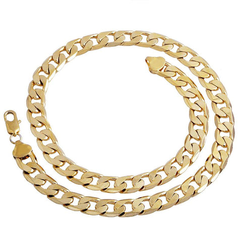 Gold Curb 7mm Chain Necklace VNOX