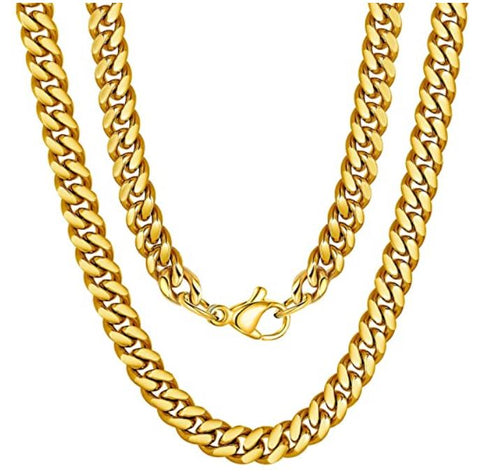 Gold Curb 9mm Chain Necklace Davieslee