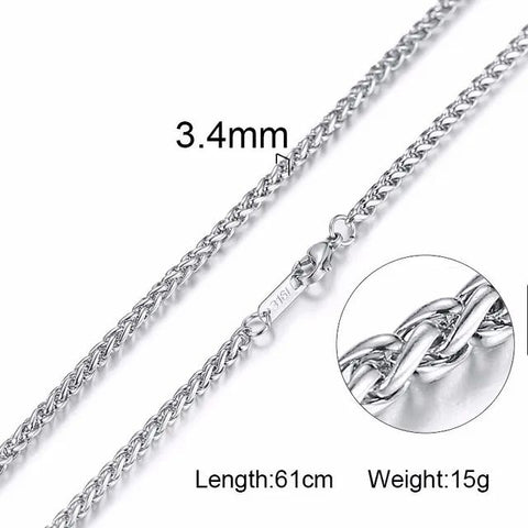 Silver 3.4mm Palma Chain Necklace VNOX