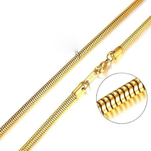 Gold Solid Snake Chain Necklace VNOX