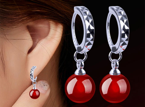 Silver & Red Agate 8mm Ball Drops Wholesale Silver Jewellery