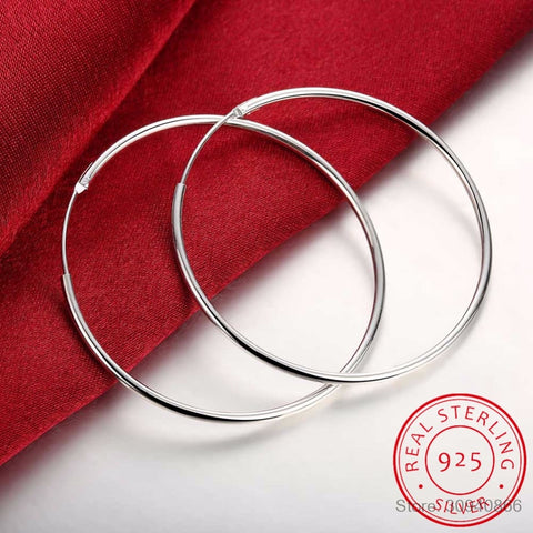 .925 Sterling Silver Earrings - Hoops (40 mm) Alcala