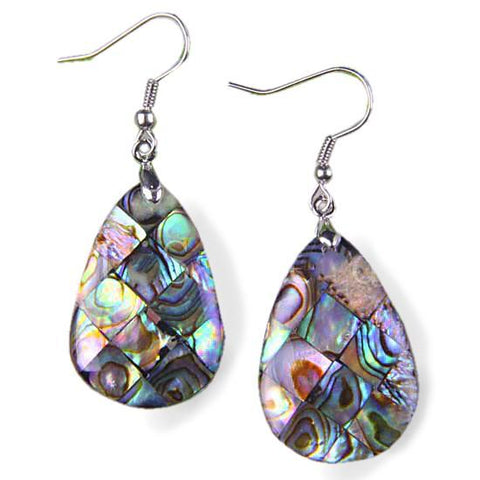 .925 Silver Earrings - Paua Mosaic Teardrops Wholesale Silver Jewellery