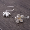 .925 Sterling Silver Large Flower Gold Tipped Earrings DreamySky Official Store