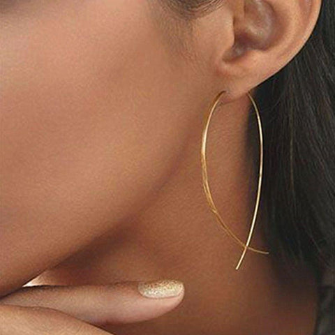 Gold / Silver Wire Hoop Drop Earrings Fitable