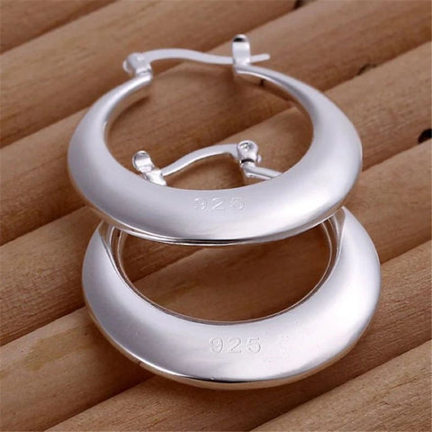 Silver Hoop Latch Earrings Jewelry01 Store