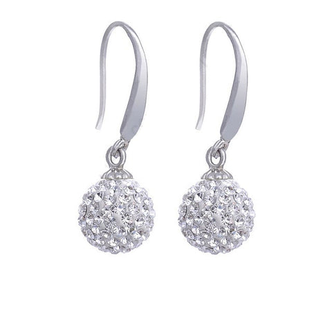 Crystal & Silver Reflective Ball Drop Earrings Silver Jewellery Store
