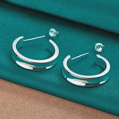 Sterling Silver Classic 23mm Smooth Hoop Earring Doteffil