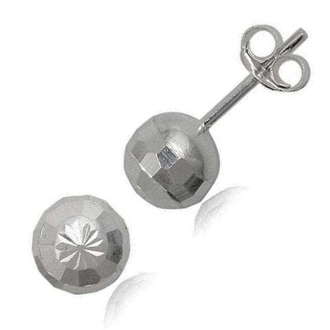 .925 Silver Earrings - Ball Stud Diamond Cut 7mm TA