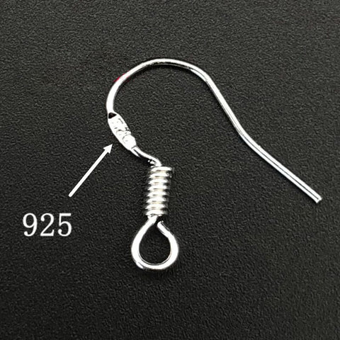 .925 Sterling Silver 18mm Earring Wire Hooks (no ball) (100 pcs)