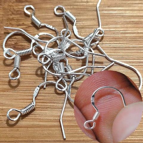 .925 Sterling Silver 18mm Earring Wire Hooks (no ball) (100 pcs) VicoJewelry Store