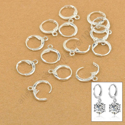 .925 Sterling Silver Hinged Lever Back Drop Earring 13 mm Hoops 925Silver Store