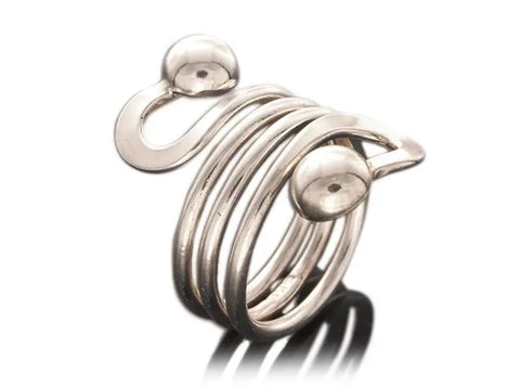 .925 Sterling Silver Double Ball Spring Ring Juan