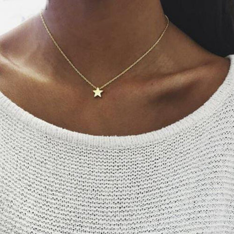 Gold Single Necklace with Small Star