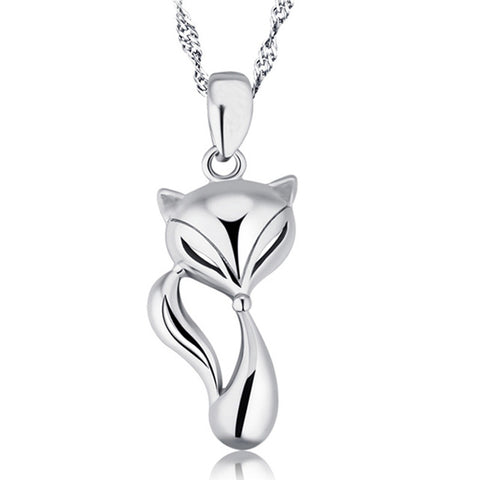 .925 Silver Pendant - Cat/Fox Pendant with a delicate Singapore link chain 8159046975779524