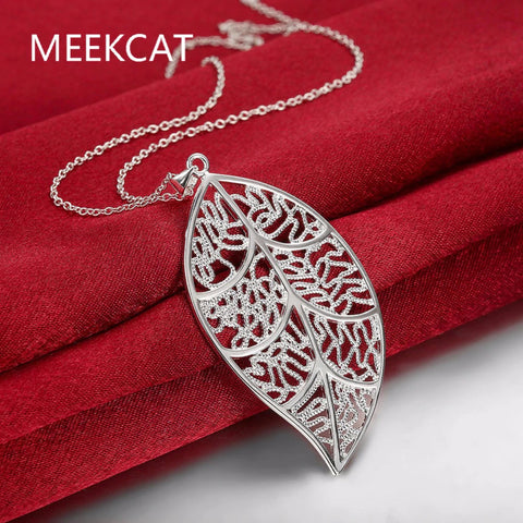 Silver Tree of Life Leaves Charm Pendant with 18