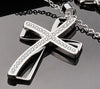 925 Sterling Silver 16 Inch Chain Cross AAA Zircon Pendant Doteffil