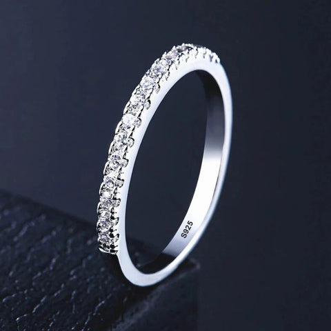 925 Sterling Silver Thin CZ Stackable Ring