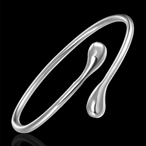 .925 Silver Water Drop Bangle DOTEFFIL Official Store