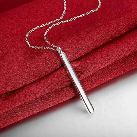 .925 Sterling Silver Bar Pendant with 18