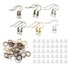 100/300pcs Hypoallergenic Silver Earring Hook with Jump Rings & Back stopper