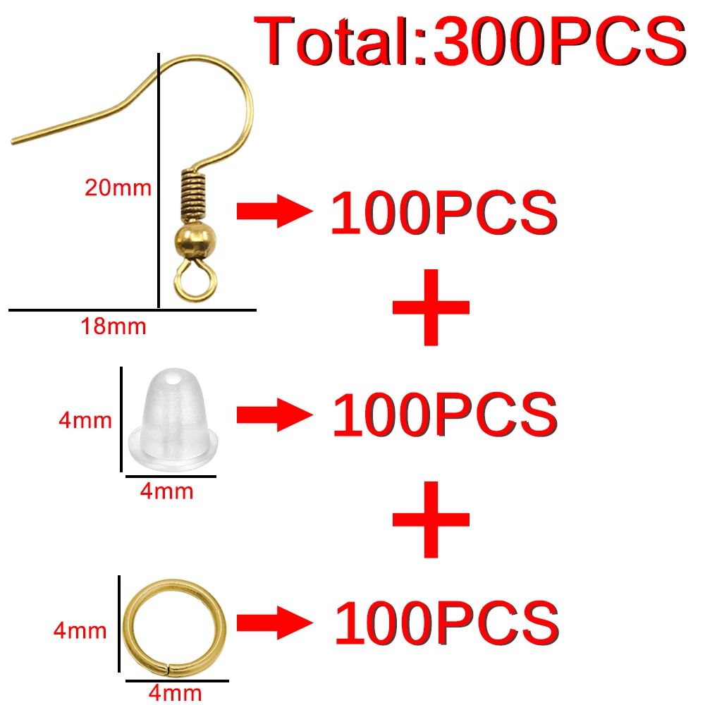 100/300pcs Hypoallergenic Earring Hook Kit with Jump Rings & Back stop –  Wholesale Silver Jewellery