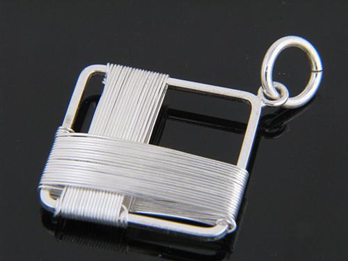 Sterling silver wound square pendant