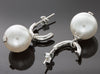 .925 Silver Earrings - Pearl Ball Hoop Studs