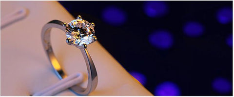 Silver Engagement Ring with Genuine 1 Carat AAA Cubic Zirconia