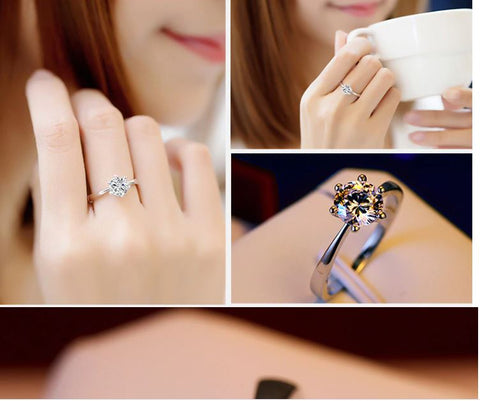 Silver Engagement Ring with Genuine 1 Carat AAA Cubic Zirconia