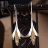 Sterling silver- Four Leaf Lily Flowers with Gold Accent Earrings