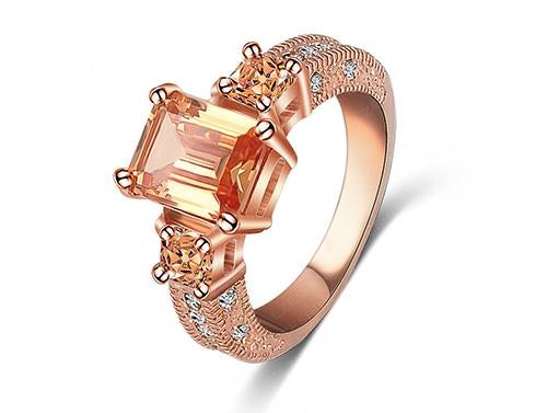 18K Rose Gold Plated CZ Zircon Engagement Ring