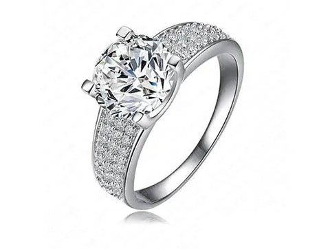 Platinum Plated Micro Inlay Swiss Cubic Zircon Ring