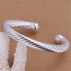925 Sterling Silver Wide Hemp Rope Cuff Bangle Bracelet