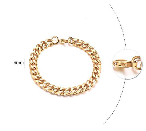 Gold Curb 9mm Bracelet