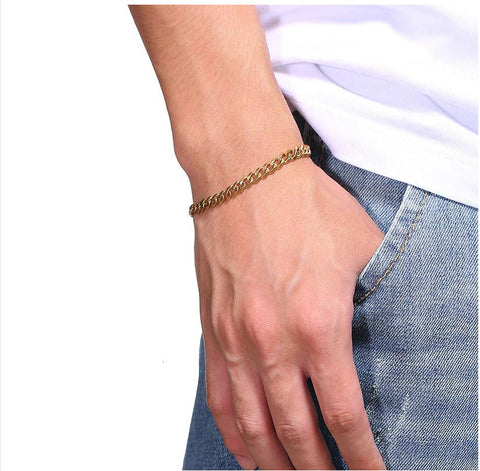 Gold Curb Cuban Bracelet - Width 3mm