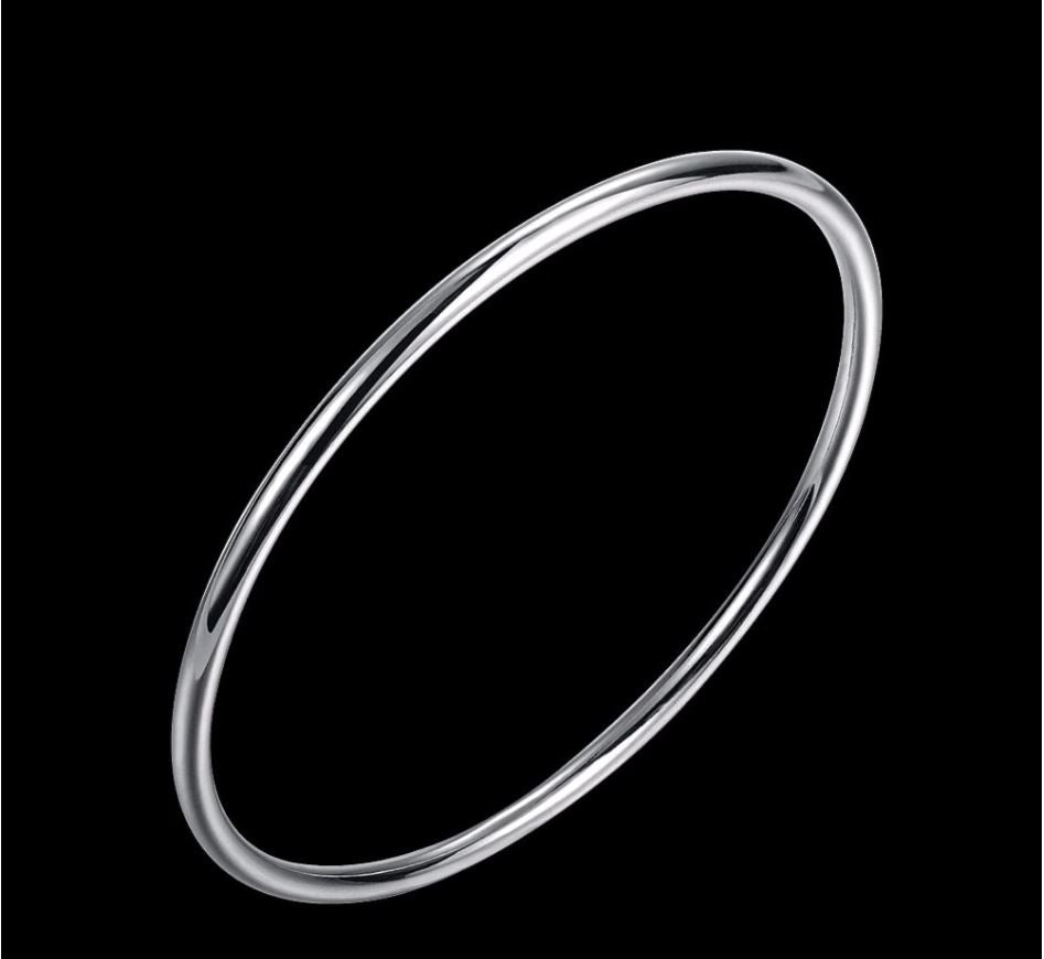 Sterling Silver Bangle - Plain Round (Golf) 3 mm